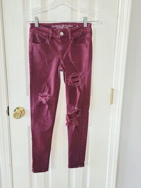 American Eagle Outfitters Wine Skinny Jeans Size 00 Short